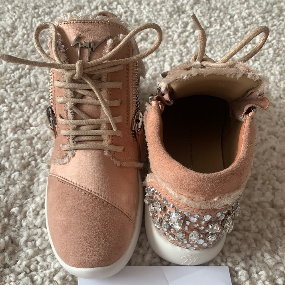 Giuseppe Zanotti Pink Fringe Crystals Sneakers